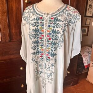 Biya Boho Chic Embroidered Tunic Top